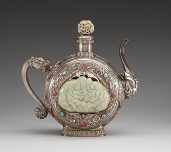 A Ceremonial ewer with cover, Mongolia, presumably late Qing dynasty.