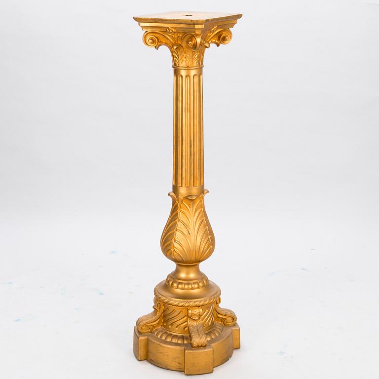 A late 19th Century bronzed ceramic pedestal manufactured by Andstens, Helsinki.
