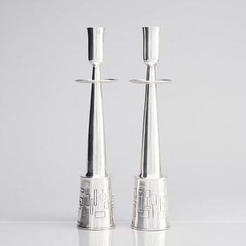 Claës Giertta, a pair of silver candlesticks, Stockholm 1960.