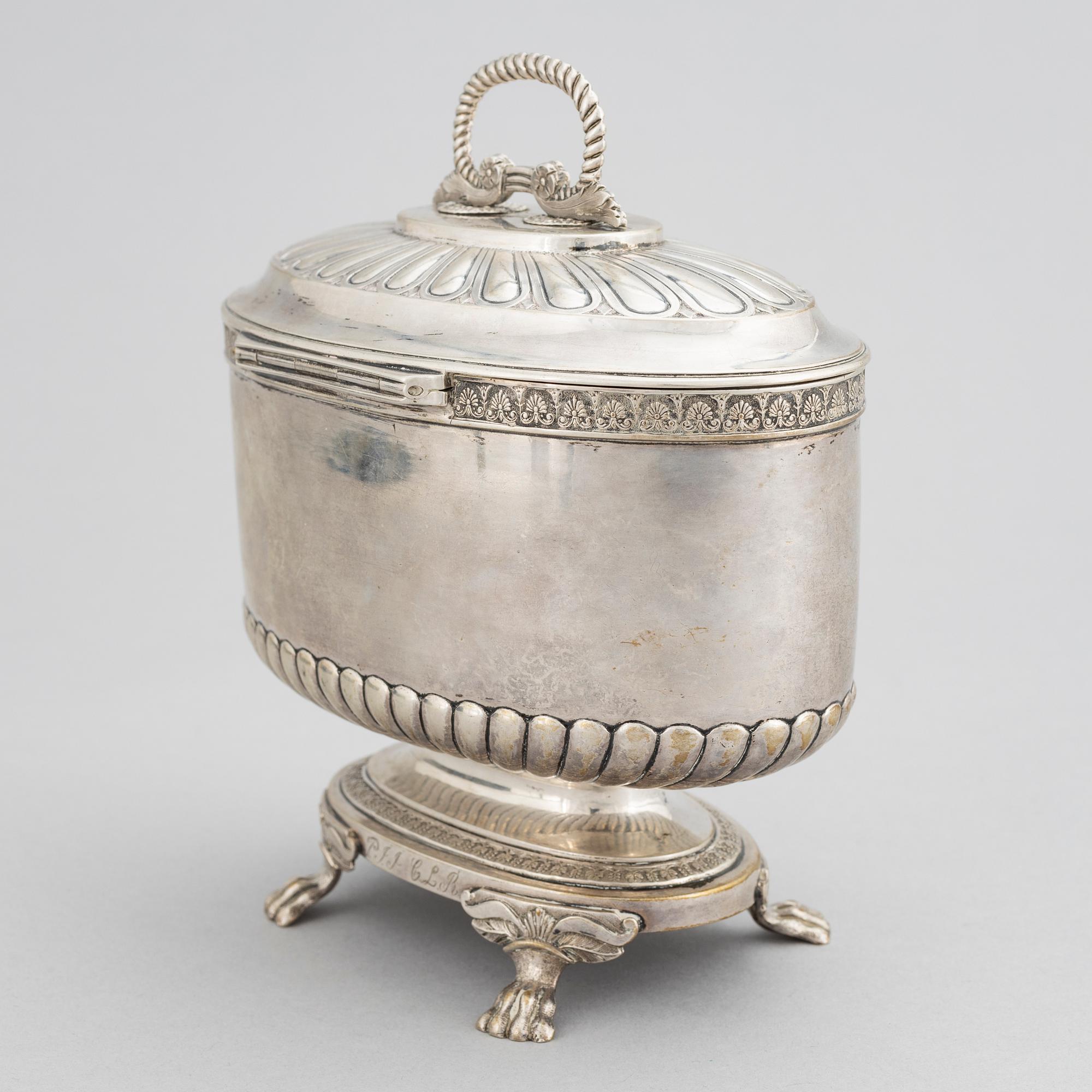 Anders Lundqvist, sockerskrin, silver, Stockholm, 1832.