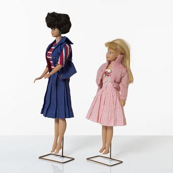 Two Barbie dolls with accessories, Mattel, 1960s.