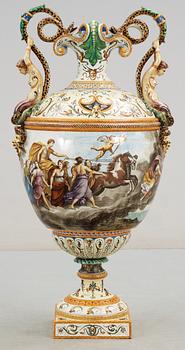 A large majolica 'Historismus' vase, late 19th Century.