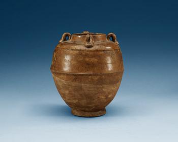 A glazed jar with four handles, presumably Sui Dynasty ca 600 AD.