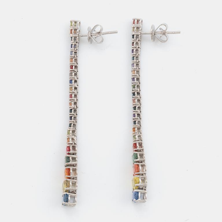 Multi coloured sapphire earrings.