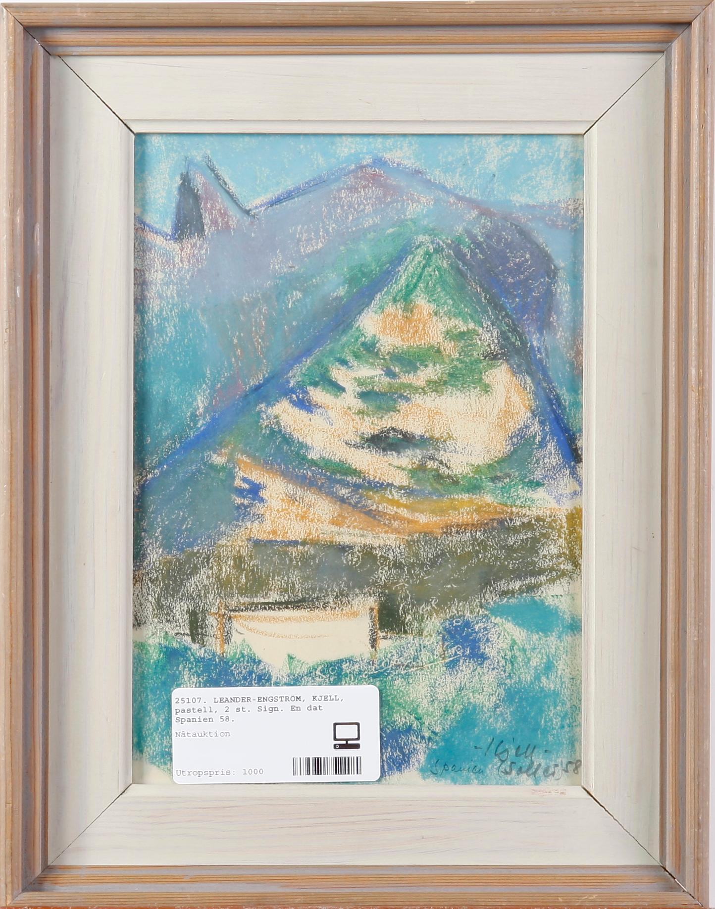 LEANDER-ENGSTRÖM, KJELL, pastell, 2 st. Sign. En dat Spanien 58.