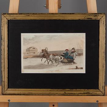 TSARMOTIV, färglitografier 2 st., 1800-tal.