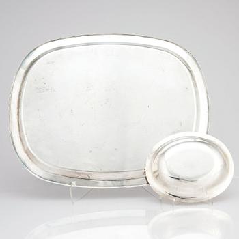 Vivianna Torun Bülow-Hübe, teservis med bricka, 5 delar, Dansk International Designs, försilvrad mässing.