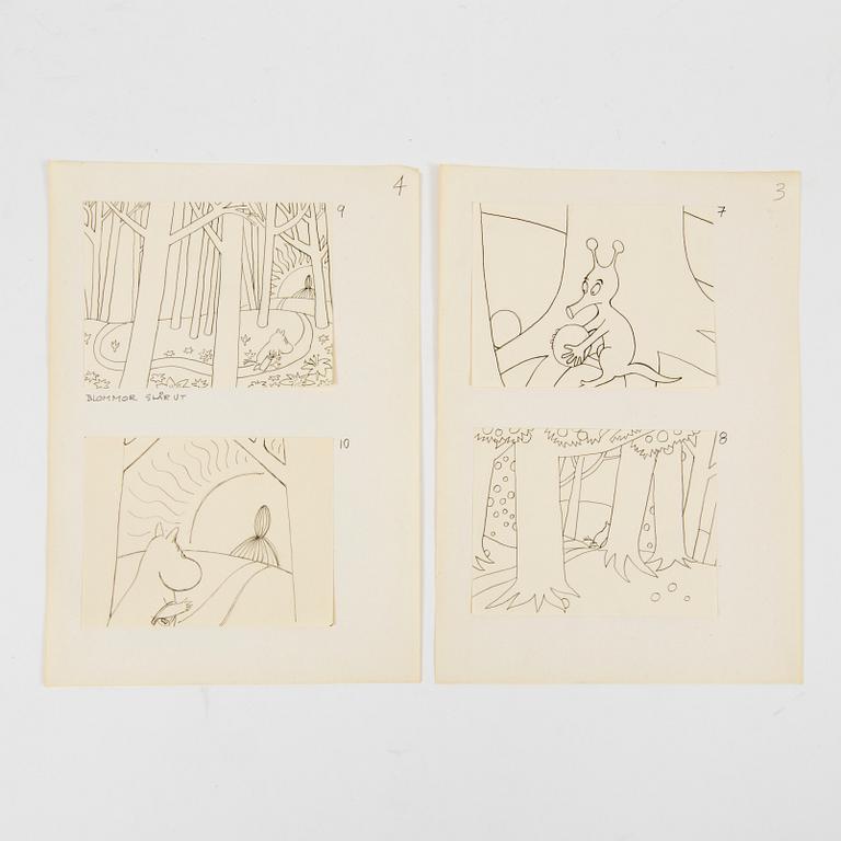 JAROMIR WESLEY, 49 pencil drawings "Mumintrollet: Hur gick det sen?", 1993. Not signed.