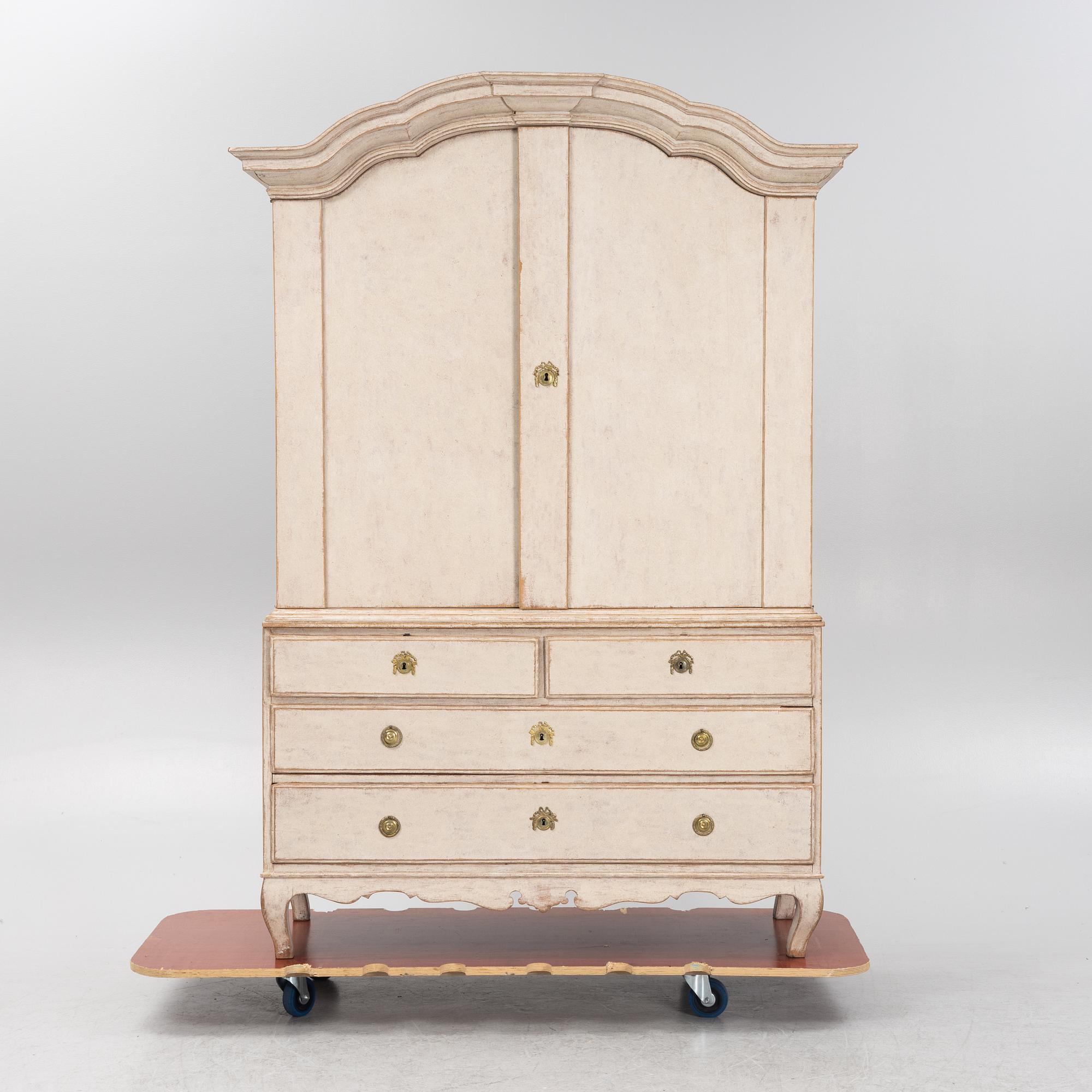 A painted Rococo cabinet, 18th Century.