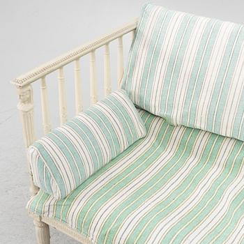 A Gustavian sofa, late 18th century.