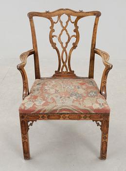 KARMSTOL, Chippendale-stil, England, 17/1800-tal,
