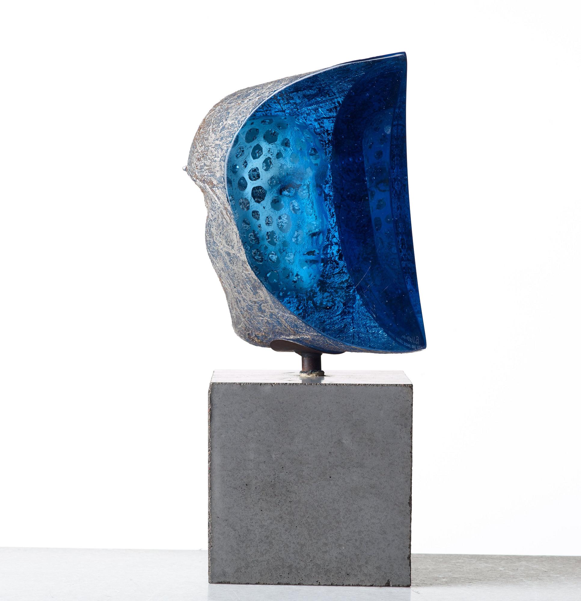 Bertil Vallien, skulptur, Janushuvud, Kosta Boda, unik.