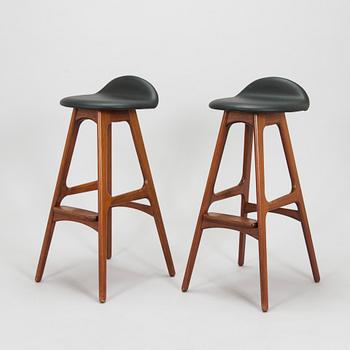 Erik Buck, a pair of 1960s 'OD-61' bar stools for Odense Maskinsnedkeri A-S, Denmark.