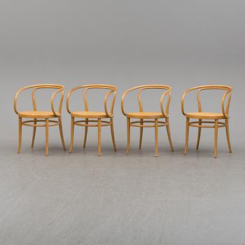 Four Thonet bent-wood armchairs, first half of the 20th Century.