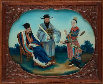 184. A reverse glass painting, Qing dynasty, 19th Century.