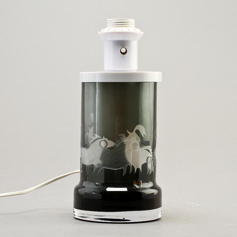 BORDSLAMPA, glas, Ove Sandberg, Kosta, sign.