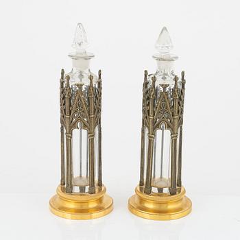 A pair of Neo-Gothic flasks, 19th Century.