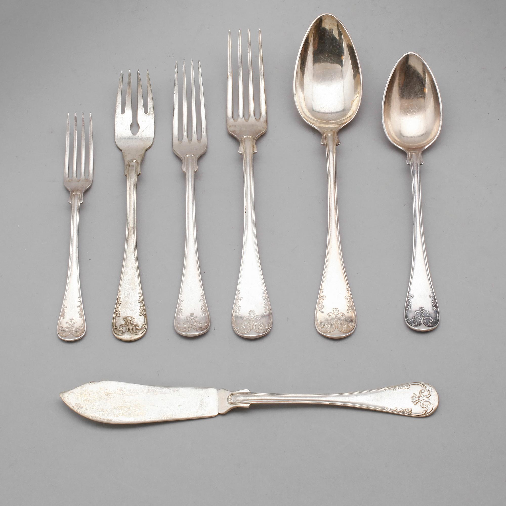 BESTICKSERVIS, 80 delar, nysilver, "Franska Liljan", 1900-tal.