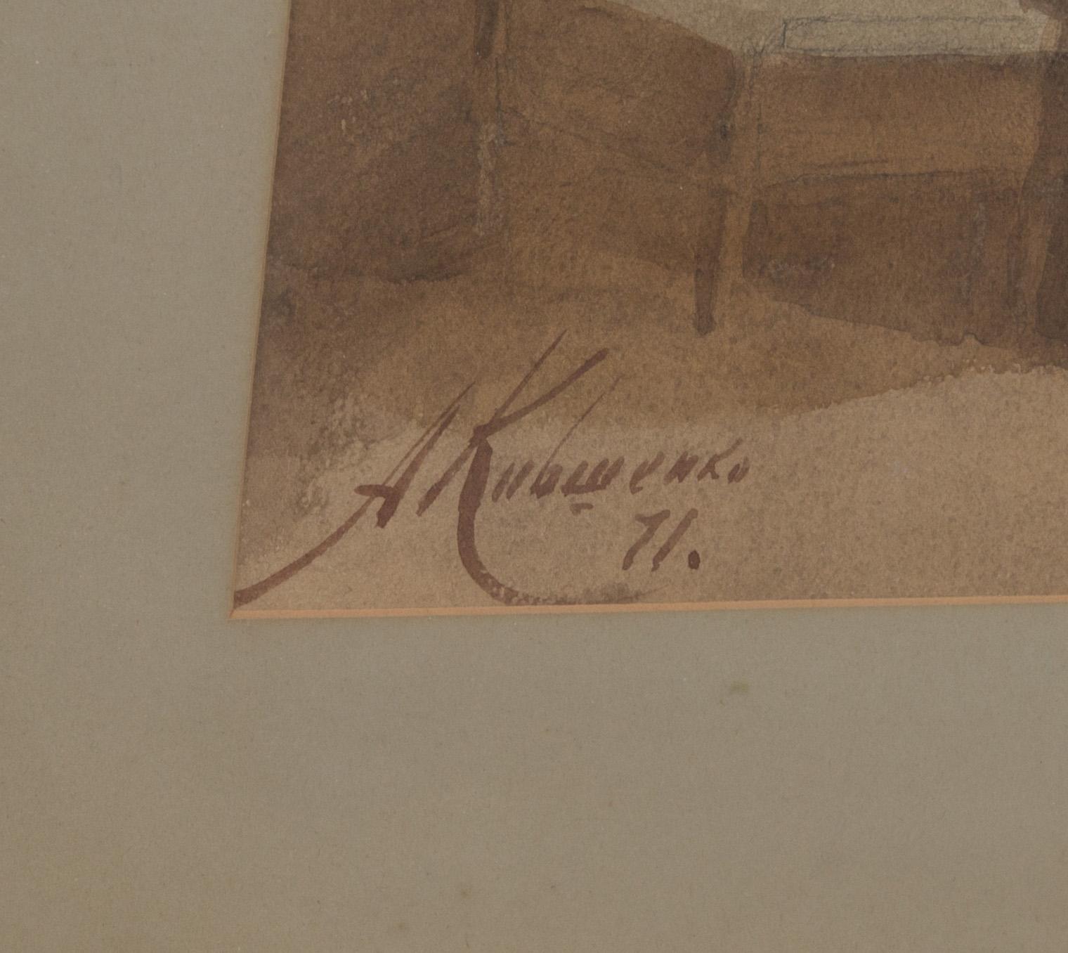 RYSK KONSTNÄR, akvarell, signerad A. Kiwszenko och daterad 71.(1871).