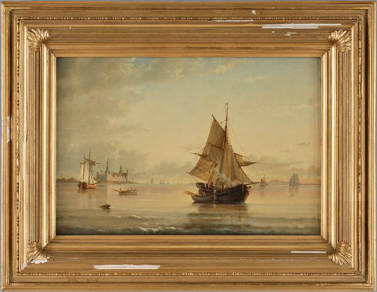 OKÄND KONSTNÄR, efter 
Carl Frederick Sörensen, olja på duk, monogram sign L.R.