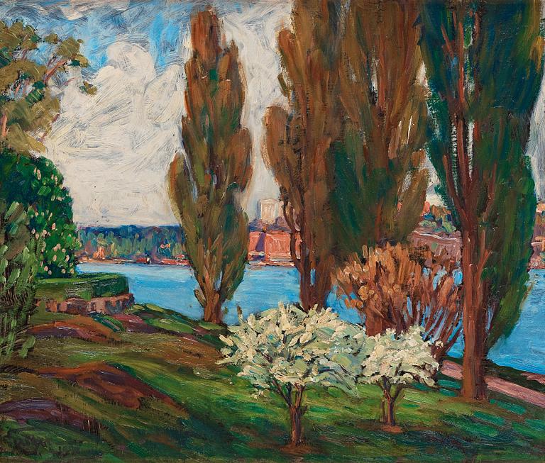 Prins Eugen, "Popplar o. fruktblom" (Poplars and fruit trees in bloom).