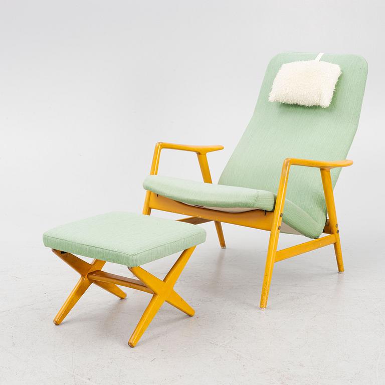 Alf Svensson, a "Contour-Set 327" armchair with ottoman, Ljungs Industrier, Sweden, 1950's.