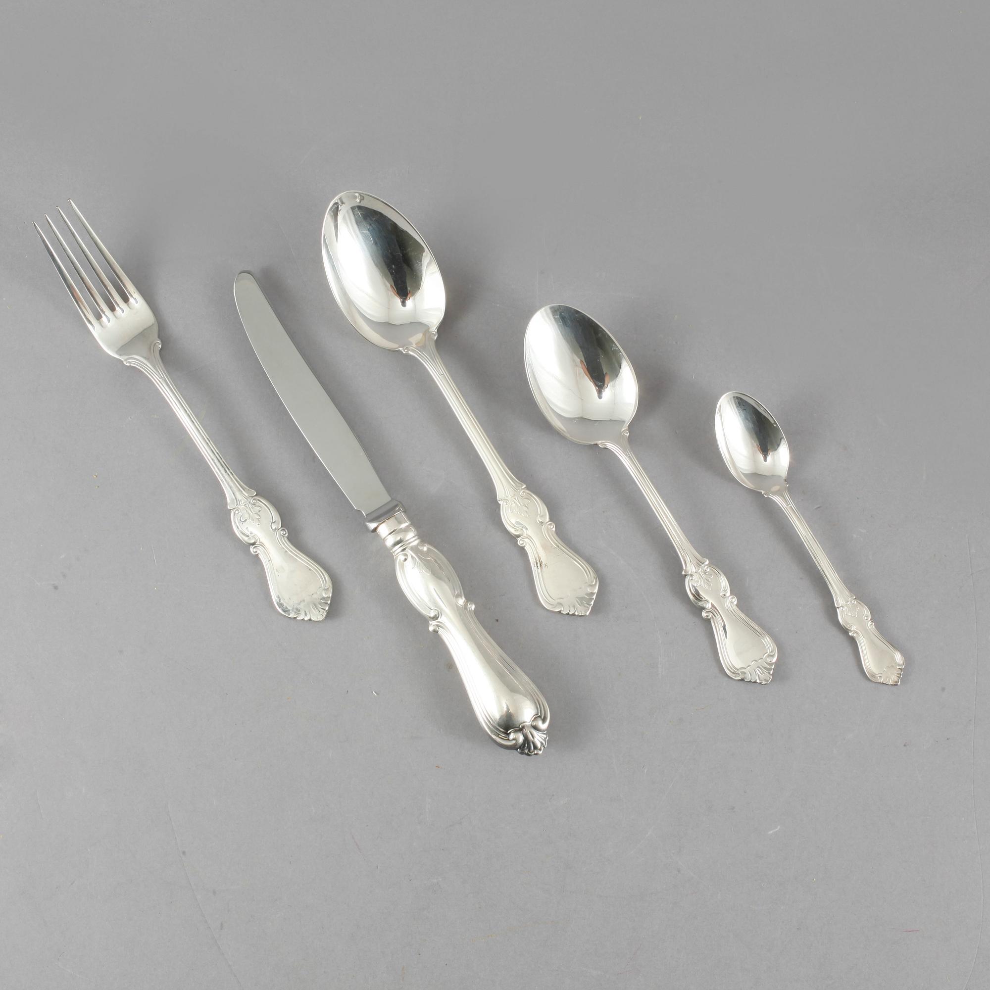 BESTICKSERVIS, 60 delar, "Olga", silver, Sverige, 1900-tal, vikt 2546 g.