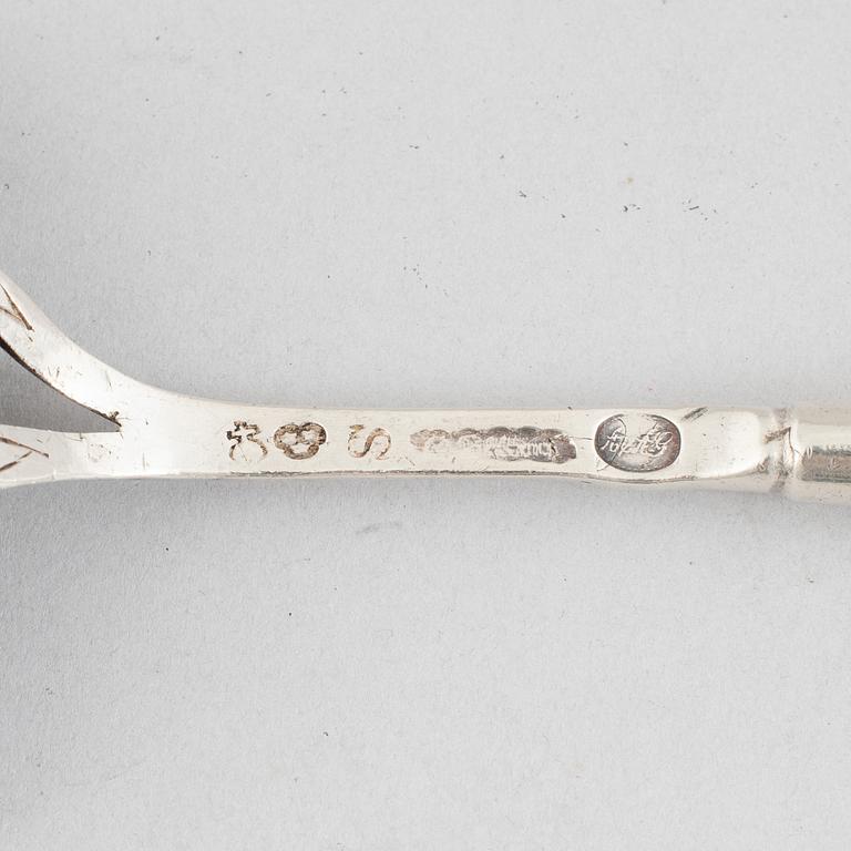 Two Swedish silver soup ladles, late 18th-early 19th Century.