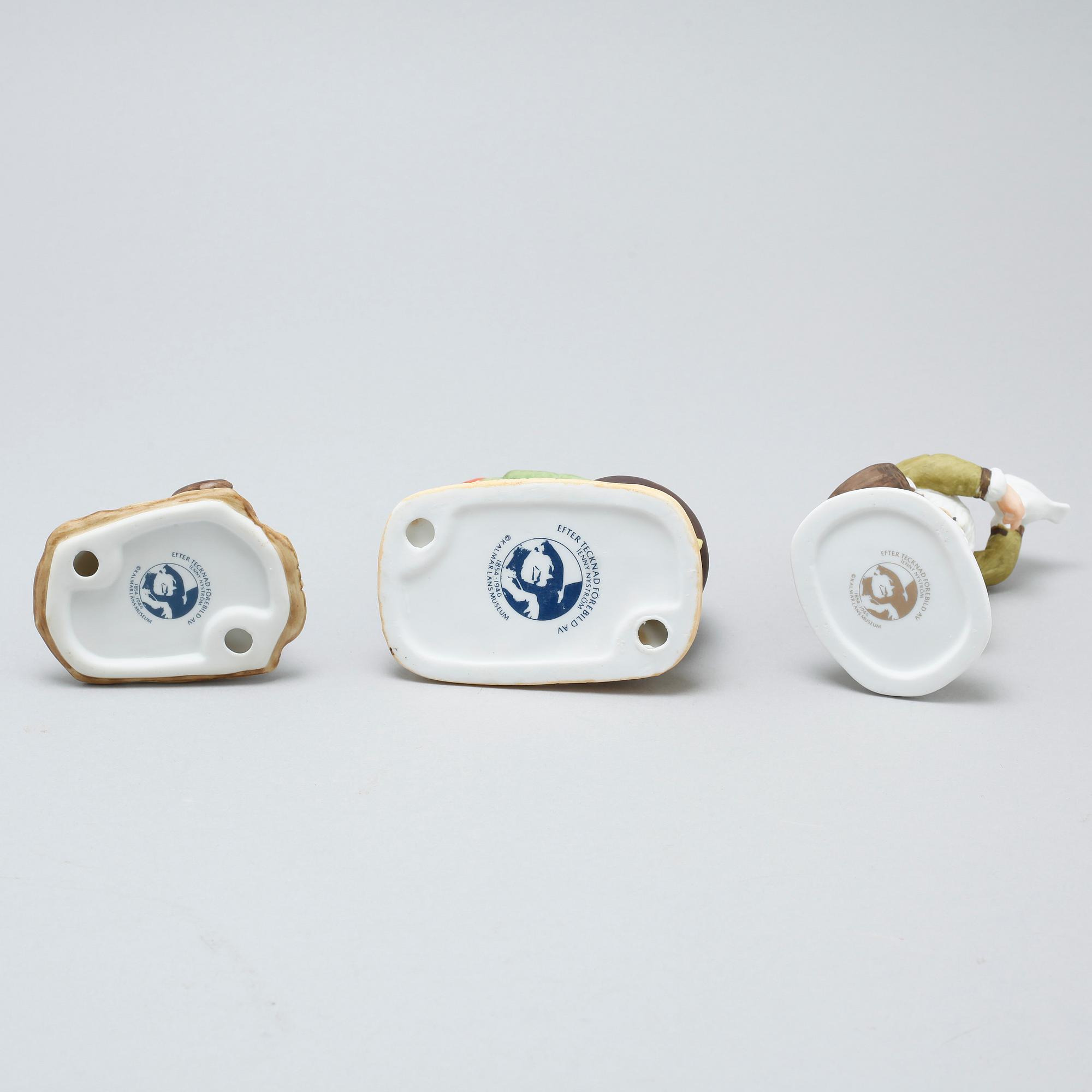 13 earthenware figurines after Jenny Nyström by Kalmar Länsmuseum, late 20th century.