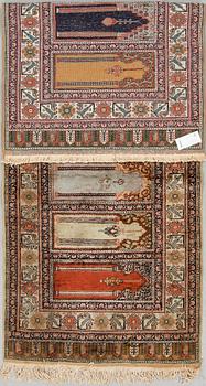 GALLERIMATTA, semiantik, Kayseri saff, delvis silke, ca 227x86.