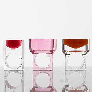 Siv Lagerström, three acrylic plastic rings. 1970s.