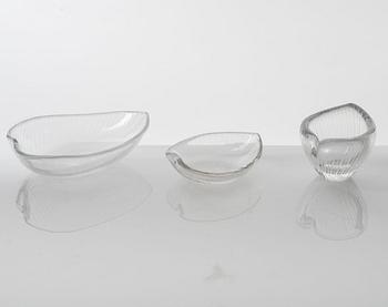 Tapio Wirkkala, vases and bowls, glass, 6 pieces, Iittala, Finland.