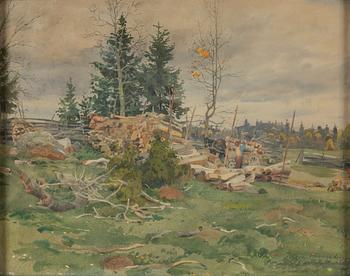 TRYGGVE HERMELIN, watercolour, signed.