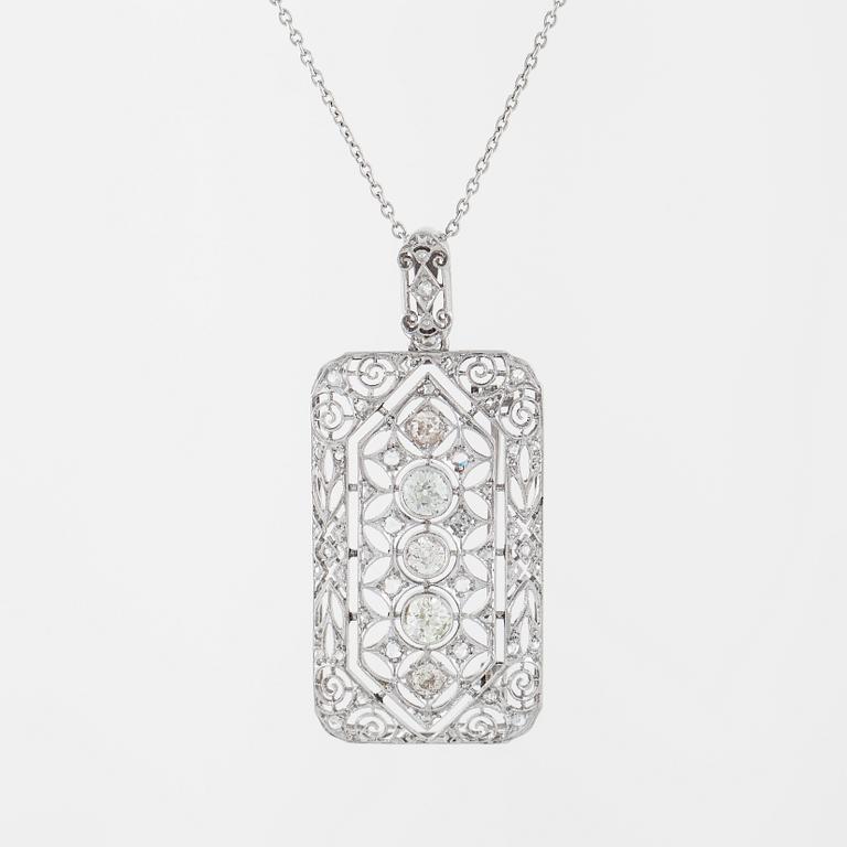 COLLIER/BROSCH, med rosen- och gammalslipade diamanter.