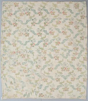 SILK BED COVER, quilted. Probably Swedish 18th century. 193 x 170 cm.