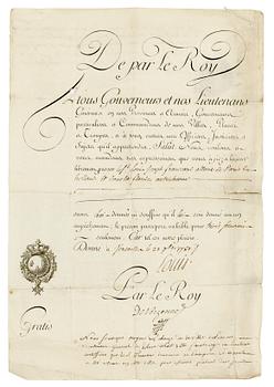 1005. A letter signed and dated by Louis XVI, Versailles 1781.