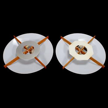 Two plafond ceiling lamps "Plafo" by Uno och Östen Kristiansson, Luxus, Osby, Sweden.