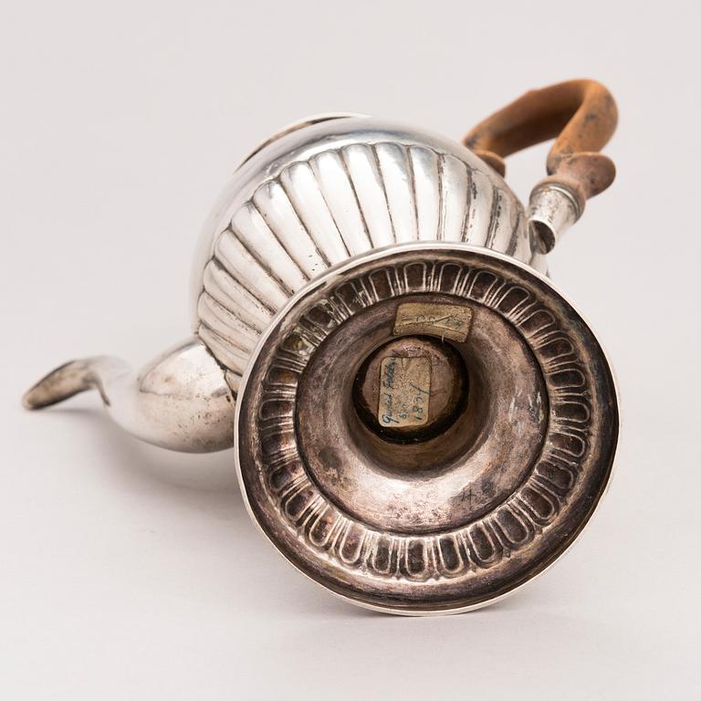 A Swedish Empire Style silver coffee pot, mark of Gustaf Focker, Stockholm, 1834.