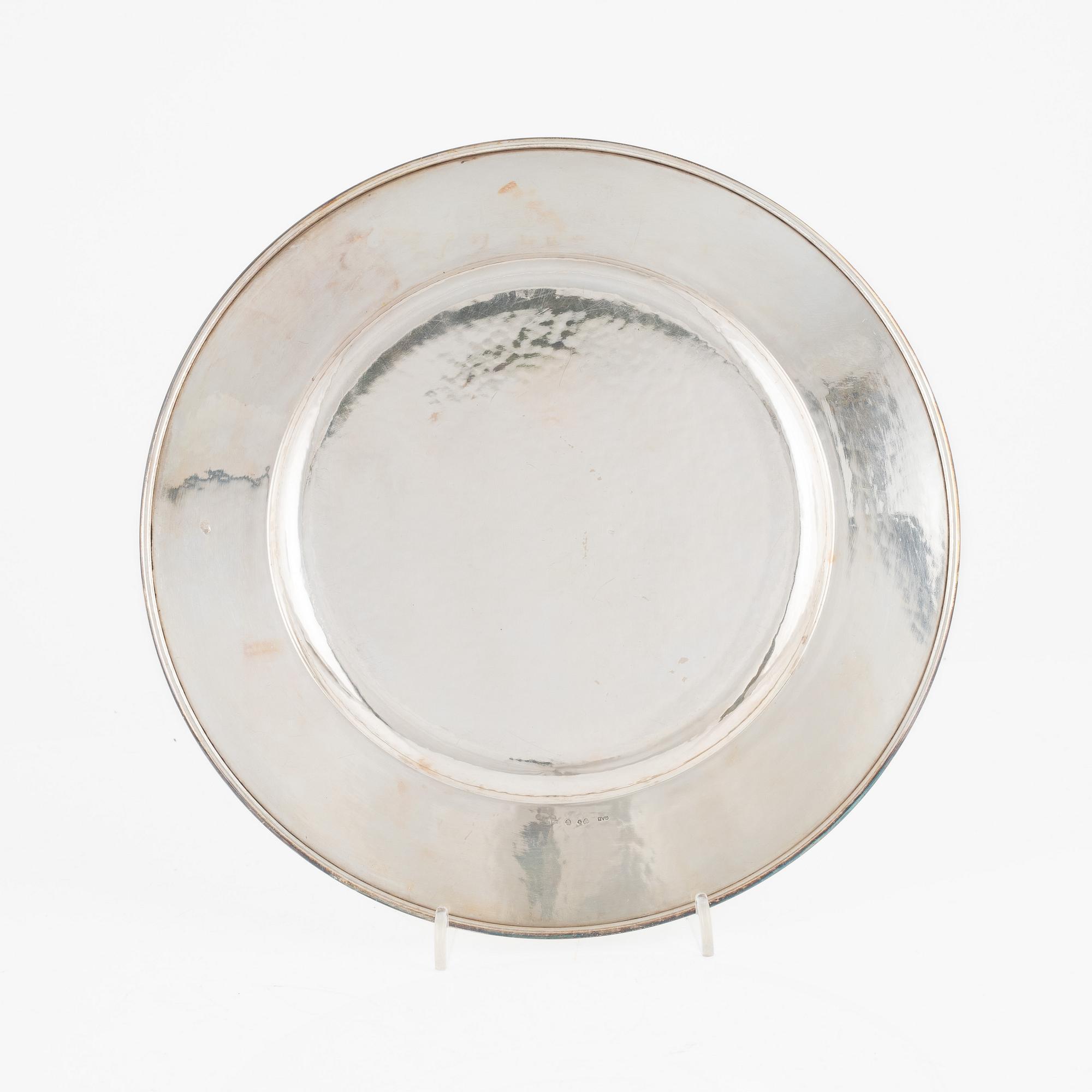 Tallrikar, silver, 12 st, GAB, Stockholm, 1928.