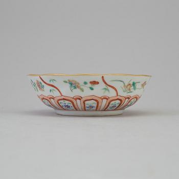 A Chinese 20th century famille rose porcelain dish, with Daoguangs seal to the base.