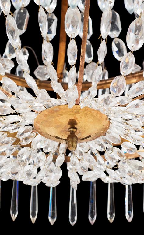 A late Gustavian circa 1800 six-light chandelier.