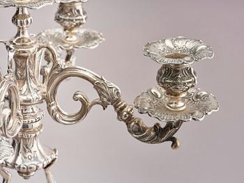 Lale Silverware & Co Ltd, femarmade kandelabrar, tre stycken, sterling silver, Istanbul, Turkiet 1900-tal.