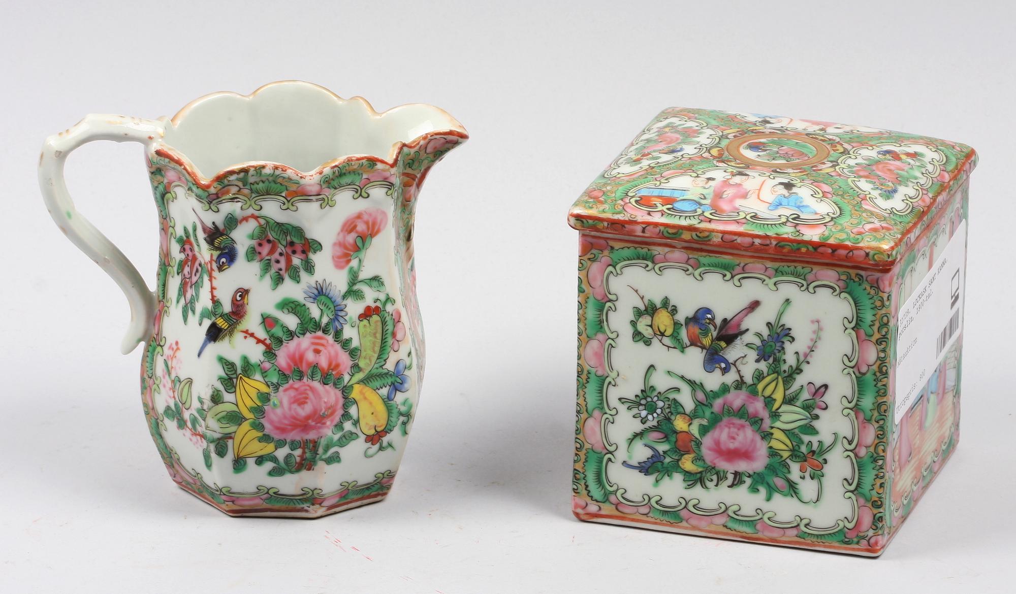 LOCKASK SAMT KANNA, porslin, 1800-tal.