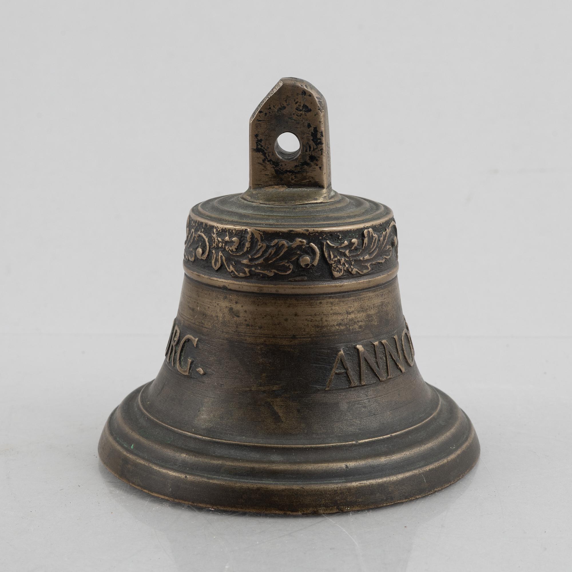 A bronze bell, marked Gothenburg, Sweden, an dated 1781.