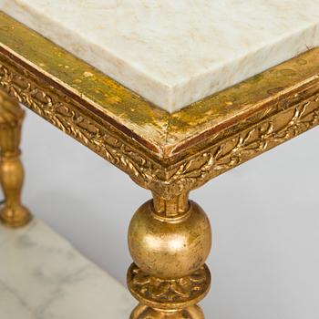 Jonas Frisk, Konsolipöytä, signeerattu J Frisk (toiminut 1805 - 1824), Tukholman hallileima, epäselvä vuosi. Myöhäiskustavilainen.