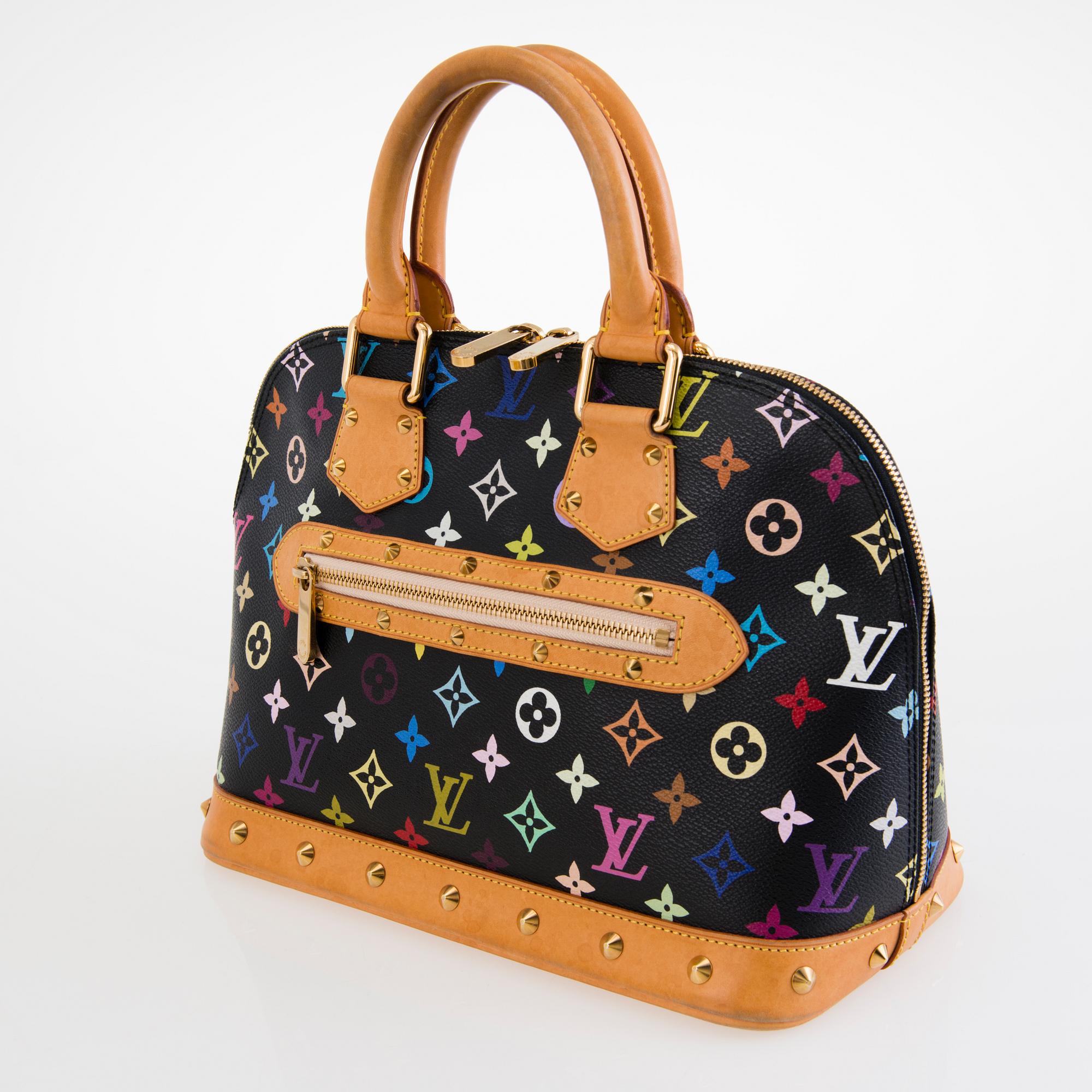 LOUIS VUITTON Black Multicolor Alma Handbag.