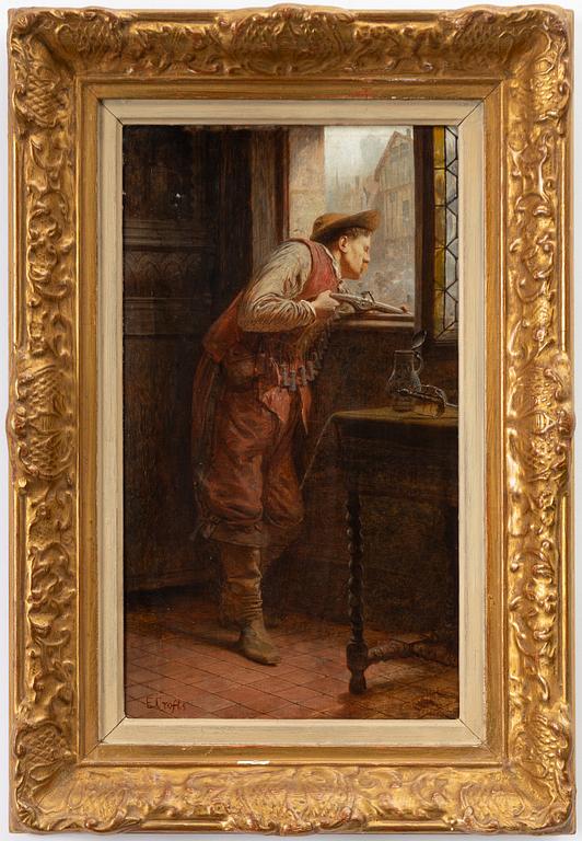 Ernest Crofts, Historiserande interiör med man med gevär.