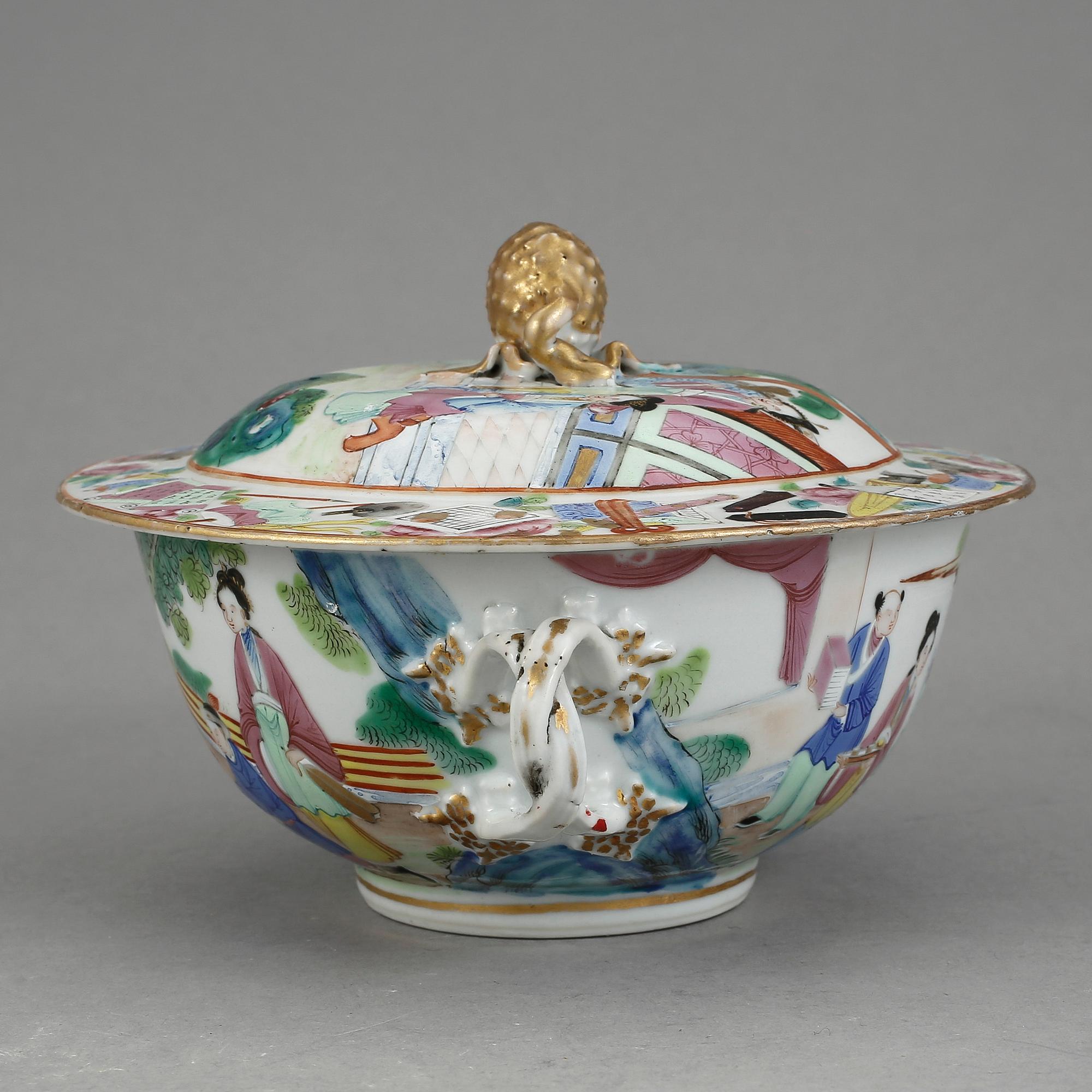 SKÅL MED LOCK, porslin, Kina, Kanton, 1800-tal.