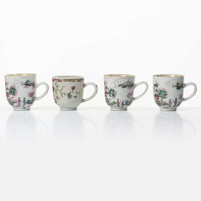 A group of 12 famille rose cups, Qing dynasty, Qianlong (1736-95).