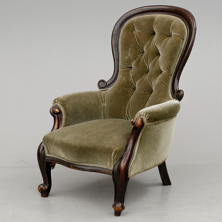 FÅTÖLJ, nyrokoko, sent 1800-tal.